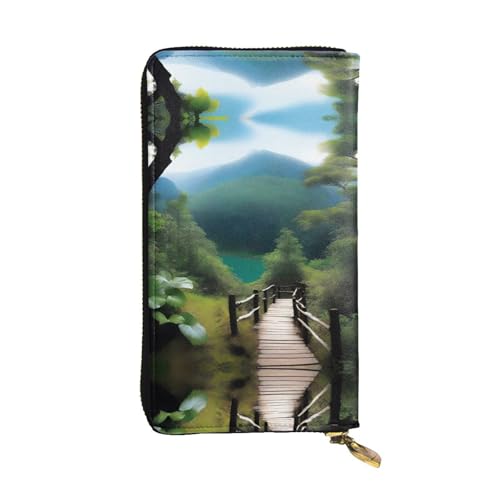 XZDAL A Nature Adventure modische Leder-Clutch-Geldbörse mit Kartenfächern, Bargeldfach und Münzfach mit Reißverschluss von XZDAL