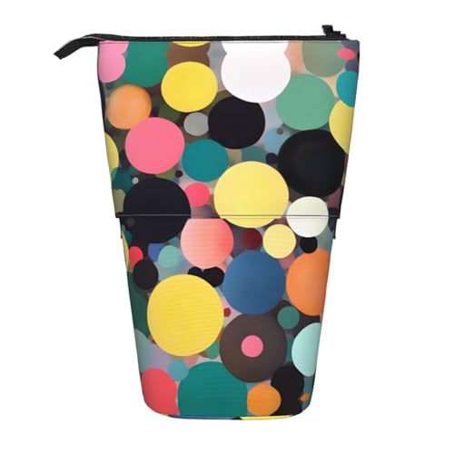 XZDAL Abstrakte Malerei von Kreisen Federmäppchen mit erweiterbarem Design, tragbare und leichte Aufbewahrung für Schreibwaren, kleine Gegenstände von XZDAL