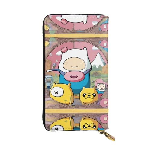 XZDAL Adventure Plan Modische lange Clutch-Geldbörse aus Leder mit Kartenfächern, Geldfach und Münzfach mit Reißverschluss von XZDAL