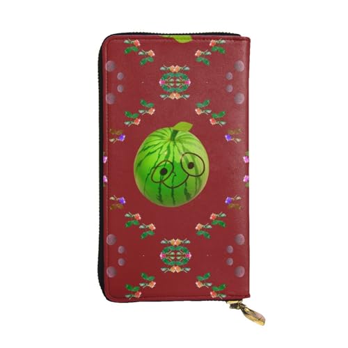 XZDAL Big Eye Wassermelone modische Leder-Clutch-Geldbörse mit Kartenfächern, Bargeldfach und Münzfach mit Reißverschluss von XZDAL