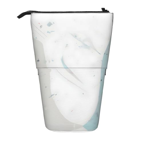 XZDAL Blau-weißes Kunst-Federmäppchen mit erweiterbarem Design, tragbare und leichte Aufbewahrung für Schreibwaren, kleine Gegenstände von XZDAL