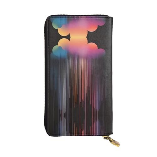 XZDAL Bunte Geldbörse mit Regenbogen, modisch, Leder, lang, mit Kartenfächern, Bargeldfach und Münzfach mit Reißverschluss von XZDAL