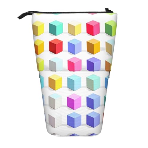 XZDAL Bunte Würfel-Federmäppchen mit erweiterbarem Design, tragbar und leicht, Aufbewahrung für Schreibwaren, kleine Gegenstände von XZDAL