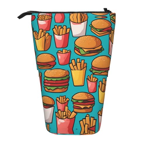 XZDAL Cartoon Burger Fries Federmäppchen mit erweiterbarem Design, tragbare und leichte Aufbewahrung für Schreibwaren, kleine Gegenstände von XZDAL