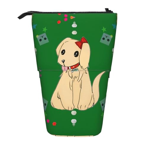 XZDAL Cartoon Hund auf Gras Federmäppchen mit erweiterbarem Design, tragbare und leichte Aufbewahrung für Schreibwaren, kleine Gegenstände von XZDAL