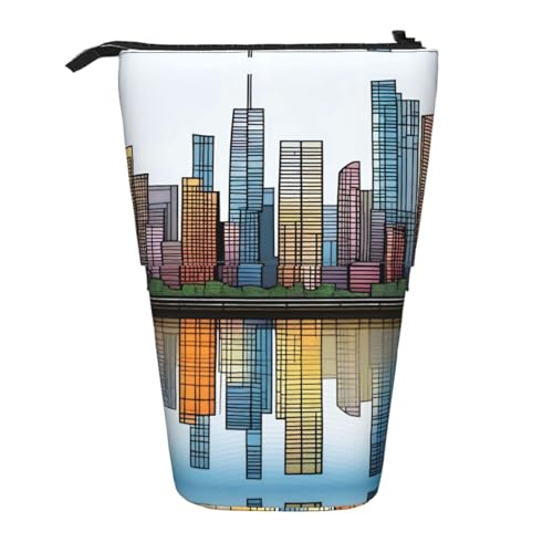XZDAL Cityscape Federmäppchen mit erweiterbarem Design, tragbare und leichte Aufbewahrung für Schreibwaren, kleine Gegenstände von XZDAL