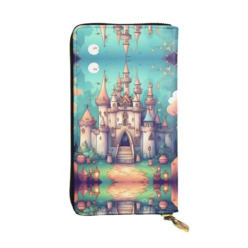 XZDAL Classical Castle Modische Leder-Clutch-Geldbörse mit Kartenfächern, Geldfach und Münzfach mit Reißverschluss von XZDAL