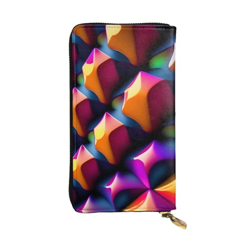 XZDAL Dreidimensionale Diamonds modische Leder-Clutch-Geldbörse mit Kartenfächern, Geldfach und Münzfach mit Reißverschluss von XZDAL
