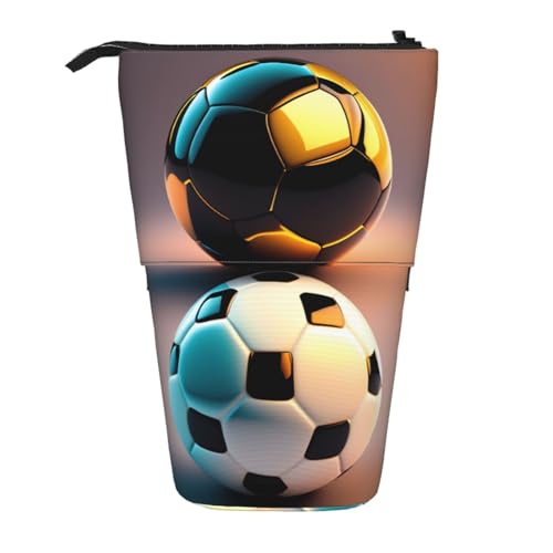 XZDAL Federmäppchen mit Fußball auf dem Hintergrund, erweiterbares Design, tragbare und leichte Aufbewahrung für Schreibwaren, kleine Gegenstände von XZDAL