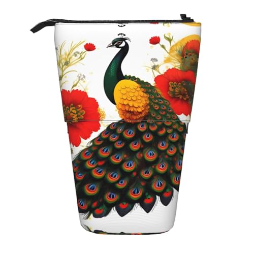 XZDAL Federmäppchen mit Pfauenmotiv, mit erweiterbarem Design, tragbare und leichte Aufbewahrung für Schreibwaren, kleine Gegenstände von XZDAL