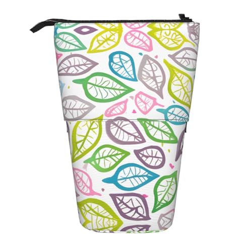 XZDAL Federmäppchen mit buntem Blattmuster, erweiterbares Design, tragbare und leichte Aufbewahrung für Schreibwaren, kleine Gegenstände von XZDAL