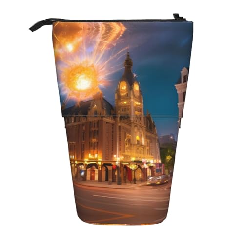 XZDAL Fiery Red Street Federmäppchen mit erweiterbarem Design, tragbare und leichte Aufbewahrung für Schreibwaren, kleine Gegenstände von XZDAL