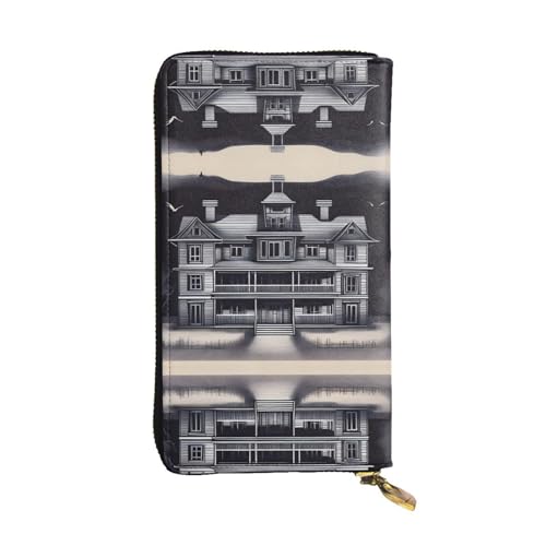 XZDAL HorrorHaven Modische lange Clutch-Geldbörse aus Leder mit Kartenfächern, Geldfach und Münzfach mit Reißverschluss von XZDAL