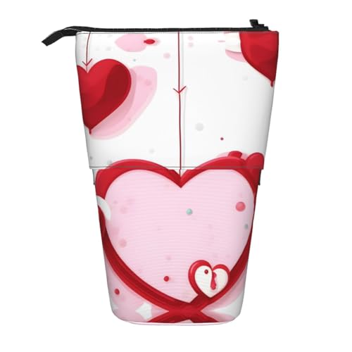 XZDAL Little Red Heart Federmäppchen mit erweiterbarem Design, tragbare und leichte Aufbewahrung für Schreibwaren, kleine Gegenstände von XZDAL
