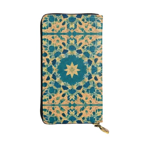 XZDAL Modische Geldbörse aus Leder mit Viereck-Muster, lange Clutch-Geldbörse mit Kartenfächern, Geldfach und Münzfach mit Reißverschluss von XZDAL