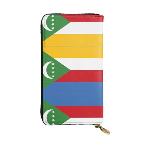 XZDAL Modische Geldbörse mit Flagge der Komoren, Leder, lang, mit Kartenfächern, Geldfach und Münzfach mit Reißverschluss von XZDAL