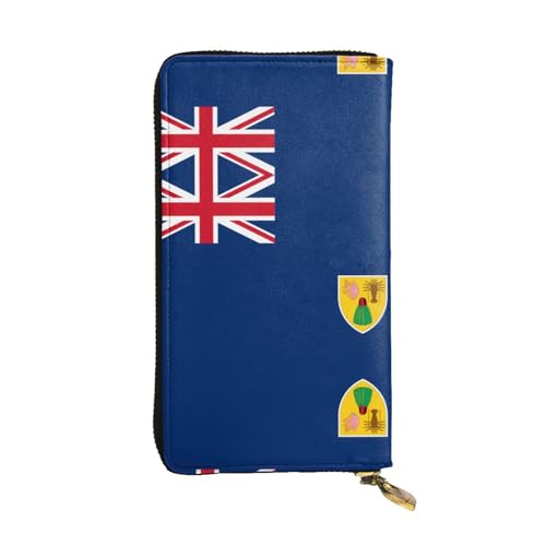 XZDAL Modische Geldbörse mit Flagge der Turks- und Caicosinseln, Leder, lang, mit Kartenfächern, Geldfach und Münzfach mit Reißverschluss von XZDAL