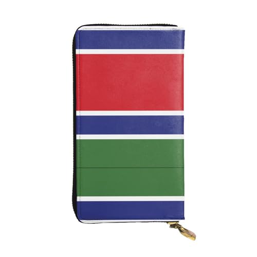 XZDAL Modische Geldbörse mit Flagge von Gambia, Leder, lang, mit Kartenfächern, Geldfach und Münzfach mit Reißverschluss von XZDAL