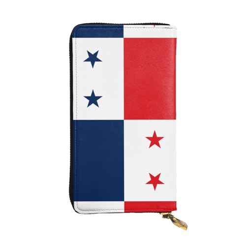 XZDAL Modische Geldbörse mit Flagge von Panama, Leder, lang, mit Kartenfächern, Bargeldfach und Münzfach mit Reißverschluss von XZDAL