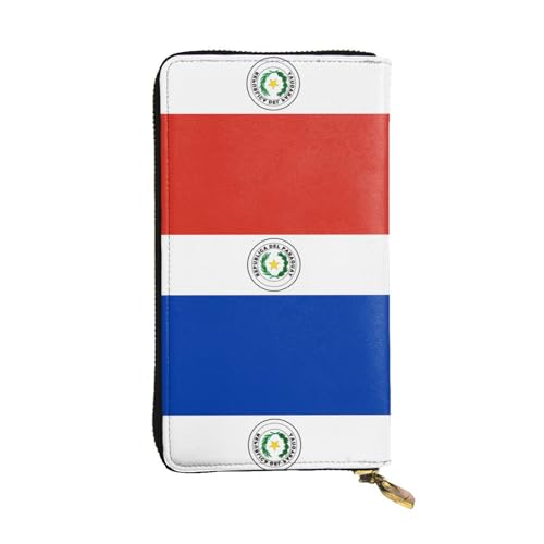 XZDAL Modische Geldbörse mit Flagge von Paraguay, Leder, lang, mit Kartenfächern, Bargeldfach und Münzfach mit Reißverschluss von XZDAL