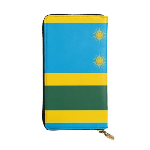 XZDAL Modische Geldbörse mit Flagge von Ruanda, Leder, lang, mit Kartenfächern, Bargeldfach und Münzfach mit Reißverschluss von XZDAL