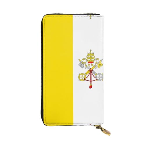 XZDAL Modische Geldbörse mit Vatikan-Flagge, Leder, lang, mit Kartenfächern, Geldfach und Münzfach mit Reißverschluss von XZDAL