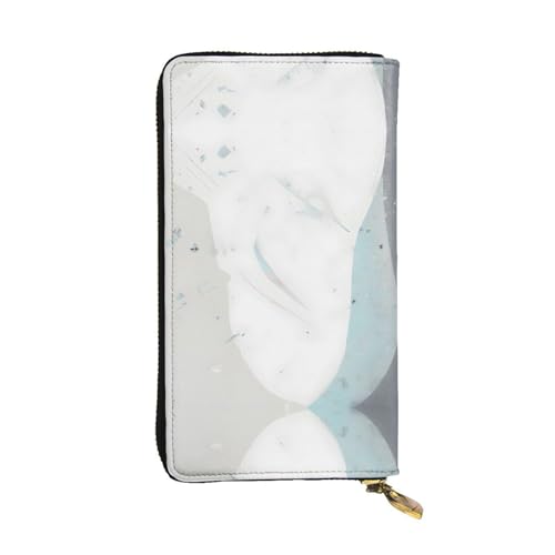 XZDAL Modische Leder-Clutch-Geldbörse mit Kartenfächern, Geldfach und Münzfach mit Reißverschluss, Blau und Weiß von XZDAL