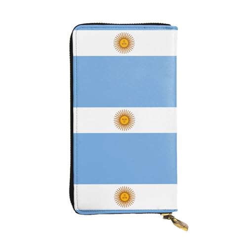 XZDAL Modische Leder-Clutch-Geldbörse mit argentinischer Flagge, mit Kartenfächern, Bargeldfach und Münzfach mit Reißverschluss von XZDAL