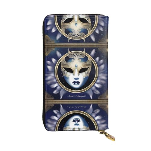 XZDAL MoonlitMasquerade modische Leder-Clutch-Geldbörse mit Kartenfächern, Geldfach und Münzfach mit Reißverschluss von XZDAL