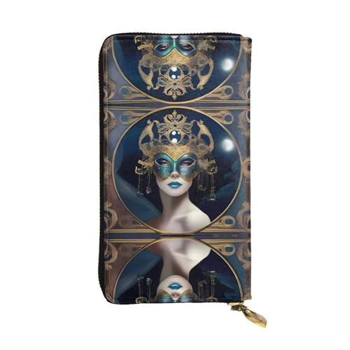 XZDAL MoonlitMasquerade modische lange Clutch-Geldbörse aus Leder mit Kartenfächern, Geldfach und Münzfach mit Reißverschluss von XZDAL