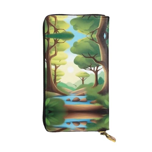 XZDAL Nature Adventure modische Leder-Clutch-Geldbörse mit Kartenfächern, Geldfach und Münzfach mit Reißverschluss von XZDAL