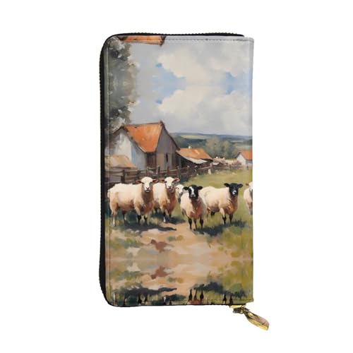 XZDAL Niedliche Bauernhoftiere, modische Leder-Clutch-Geldbörse mit Kartenfächern, Bargeldfach und Münzfach mit Reißverschluss von XZDAL