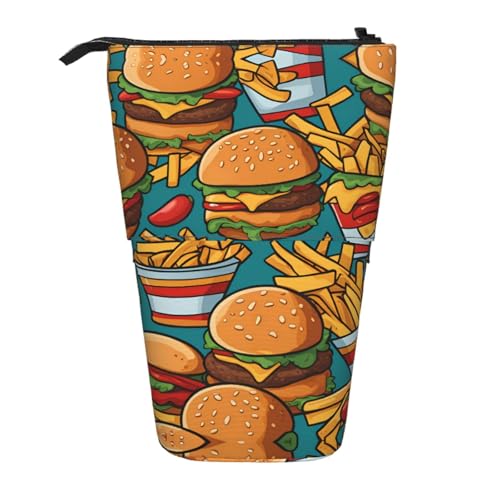 XZDAL Niedliches Burger-Pommes-Federmäppchen mit erweiterbarem Design, tragbare und leichte Aufbewahrung für Schreibwaren, kleine Gegenstände von XZDAL