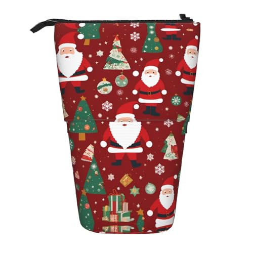 XZDAL Niedliches Weihnachtsmann-Federmäppchen mit erweiterbarem Design, tragbare und leichte Aufbewahrung für Schreibwaren, kleine Gegenstände von XZDAL
