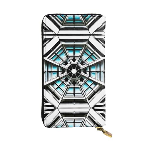 XZDAL Octagon Building Modische Leder-Clutch-Geldbörse mit Kartenfächern, Geldfach und Münzfach mit Reißverschluss von XZDAL