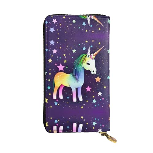 XZDAL One-Horse Star modische Leder-Clutch-Geldbörse mit Kartenfächern, Geldfach und Münzfach mit Reißverschluss von XZDAL