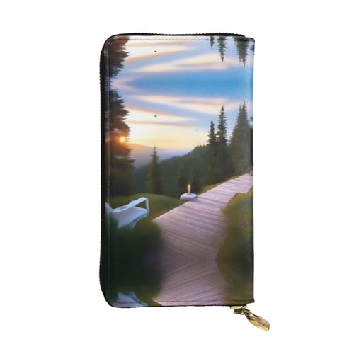 XZDAL Outdoor Escape Modische Leder-Clutch-Geldbörse mit Kartenfächern, Geldfach und Münzfach mit Reißverschluss von XZDAL