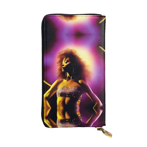 XZDAL Performer's Glow modische Leder-Clutch-Geldbörse mit Kartenfächern, Geldfach und Münzfach mit Reißverschluss von XZDAL