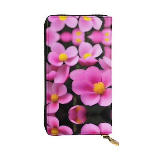 XZDAL Pink Petals modische Leder-Clutch-Geldbörse mit Kartenfächern, Geldfach und Münzfach mit Reißverschluss von XZDAL