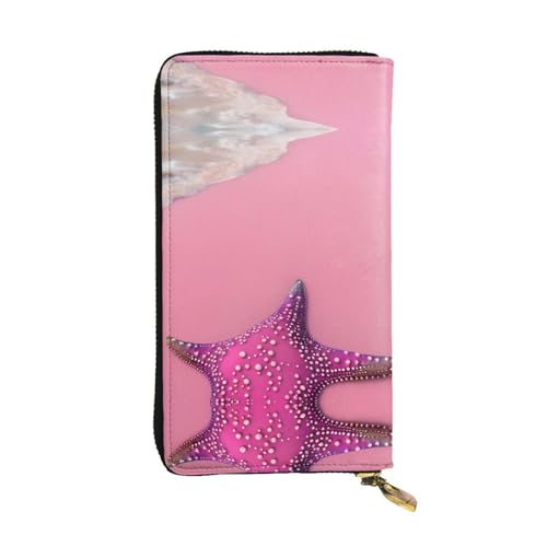 XZDAL Pink Sand Beach modische Leder-Clutch-Geldbörse mit Kartenfächern, Bargeldfach und Münzfach mit Reißverschluss von XZDAL
