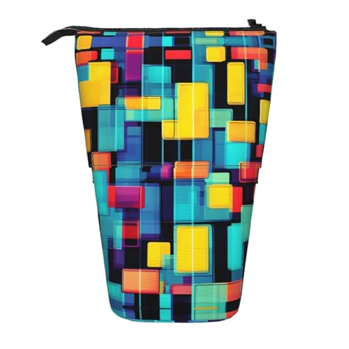 XZDAL Quadratisches Geometriediagramm Federmäppchen mit erweiterbarem Design, tragbare und leichte Aufbewahrung für Schreibwaren, kleine Gegenstände von XZDAL