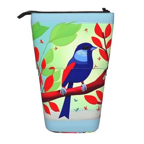 XZDAL Red Leaf Bird Federmäppchen mit erweiterbarem Design, tragbare und leichte Aufbewahrung für Schreibwaren, kleine Gegenstände von XZDAL