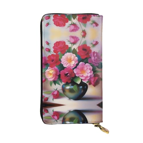 XZDAL Romance Blooms modische Leder-Clutch-Geldbörse mit Kartenfächern, Geldfach und Münzfach mit Reißverschluss von XZDAL