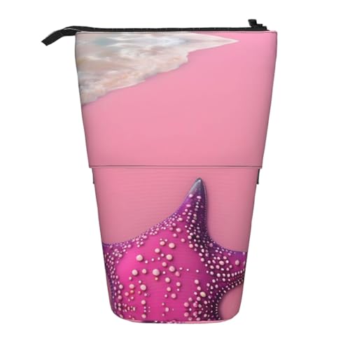 XZDAL Rosa Sandstrand Federmäppchen mit erweiterbarem Design, tragbare und leichte Aufbewahrung für Schreibwaren, kleine Gegenstände von XZDAL