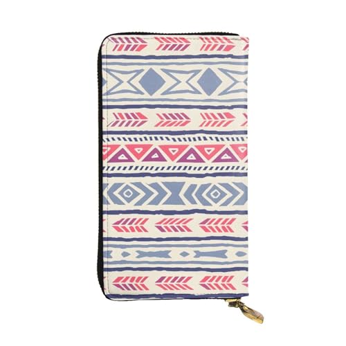 XZDAL Schlichtes geometrisches Blumenmuster, modische Leder-Clutch-Geldbörse mit Kartenfächern, Geldfach und Münzfach mit Reißverschluss von XZDAL