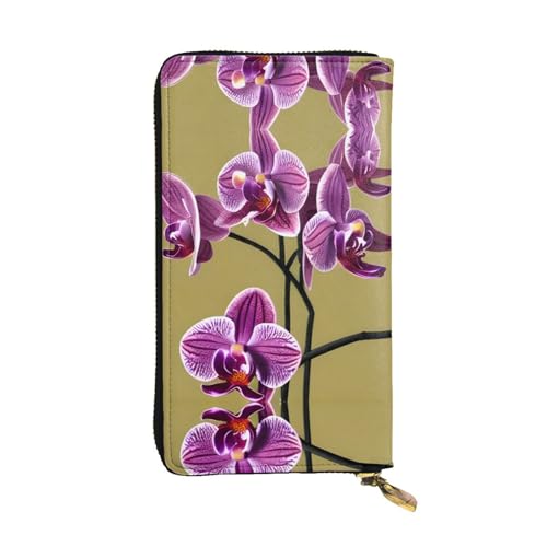 XZDAL Schöne Orchideen modische Leder-Clutch-Geldbörse mit Kartenfächern, Geldfach und Münzfach mit Reißverschluss von XZDAL