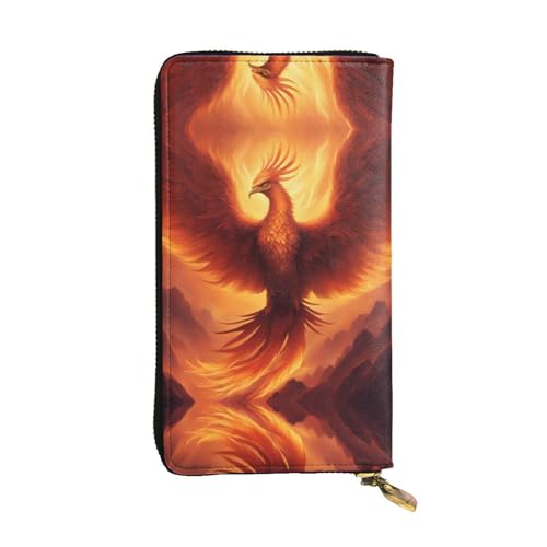 XZDAL Schöne Phoenix modische Leder-Clutch-Geldbörse mit Kartenfächern, Geldfach und Münzfach mit Reißverschluss von XZDAL