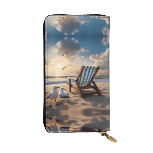 XZDAL Schöne blaue Himmel und Meer, modische Leder-Clutch-Geldbörse mit Kartenfächern, Bargeldfach und Münzfach mit Reißverschluss von XZDAL