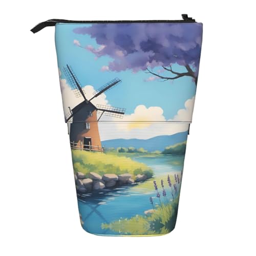 XZDAL Schönes River Windmill Federmäppchen mit erweiterbarem Design, tragbare und leichte Aufbewahrung für Schreibwaren, kleine Gegenstände von XZDAL