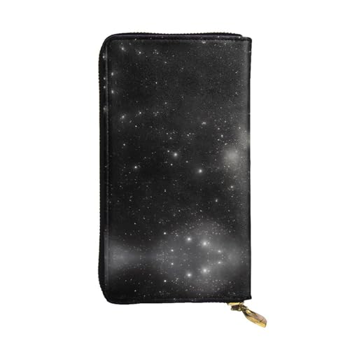 XZDAL Schwarze und weiße Galaxie-Geldbörse, modisch, Leder, lang, mit Kartenfächern, Geldfach und Münzfach mit Reißverschluss von XZDAL